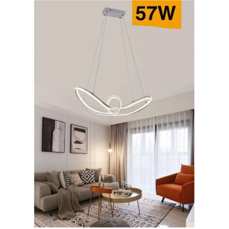 TRADE SHOP - Lampadario Led Moderno Intrecciato A Fiocco Bianco 57w Luce 4000k 6500k 3000k A59b - -Bianco Caldo      -