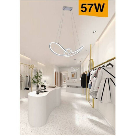 TRADE SHOP - Lampadario Led Moderno Intrecciato A Fiocco Bianco 57w Luce 4000k 6500k 3000k A59b - -Bianco Freddo      -