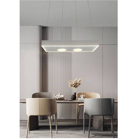 TRADE SHOP - Lampadario Led Moderno Minimal Lampada Sospensione 40w Luce Calda Naturale Lp-08b - -Bianco Naturale      -