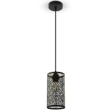 TRADE SHOP - Lampadario Metallo Nero Stile Marocchino Elegante Lampada A Sospensione -