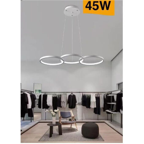 Trade Shop - Lampadario Moderno A Sospensione Led 3 Cerchi 45watt Luce 3000k 4000k 6500k B63b -