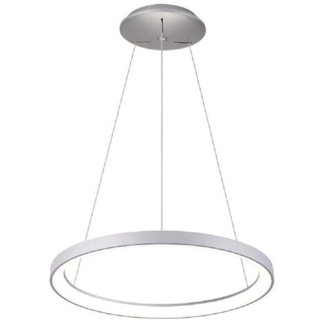 TRADE SHOP - Lampadario Pendente Led 42 W Cct Lampada Sospensione Circolare 58cm Luci Ufficio - Argento
