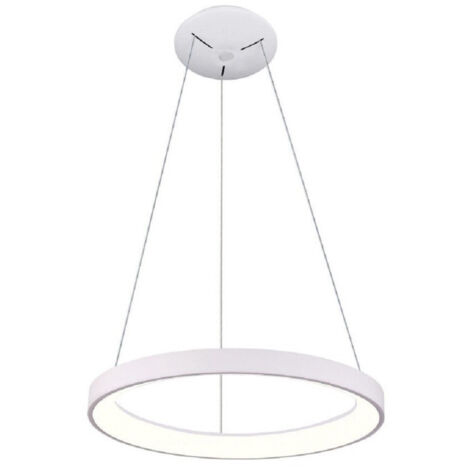 TRADE SHOP - Lampadario Pendente Led 42 W Cct Lampada Sospensione Circolare 58cm Luci Ufficio - Bianco