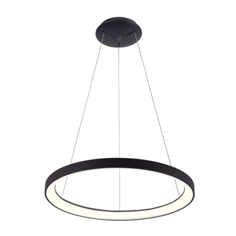 Trade Shop - Lampadario Pendente Led 42 W Cct Lampada Sospensione Circolare 58cm Luci Ufficio -      Negro