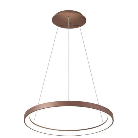 TRADE SHOP - Lampadario Pendente Led 60 Watt Cct Lampada Sospensione Circolare 78cm Luci 230v - Marrone