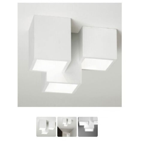 TRADE SHOP - Lampadario Plafoniera Lampada A Soffitto 3 Cubi Gesso Portalampada Gu10 Gs-c06-3 -
