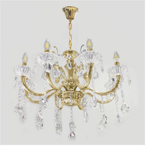 TRADE SHOP - Lampadario Soffitto 8 Bracci Attacco E14 Pendenti Acrilico Oro Argento A19 - Oro
