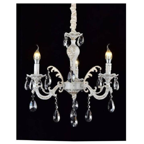 TRADE SHOP - Lampadario Soffitto Classico 3 Bracci Attacco E14 Vetro Effetto Cristallo A01-3 -