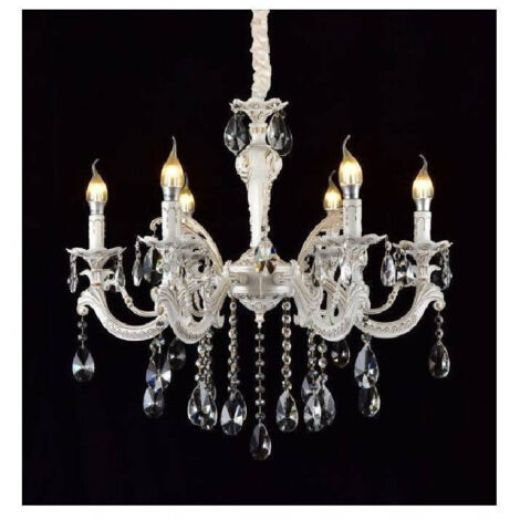 Trade Shop - Lampadario Soffitto Classico 6 Bracci Attacco E14 Vetro Effetto Cristallo A01-6 -
