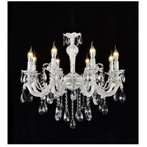 Trade Shop - Lampadario Soffitto Classico 8 Bracci Attacco E14 Vetro Effetto Cristallo A01-8 -