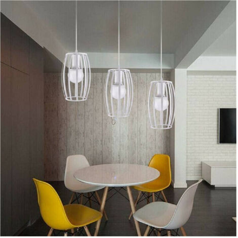 TRADE SHOP - Lampadario Soffitto E27 Di Forma Ovale Nero Bianco Portalampada Sospensione A34 - Bianco