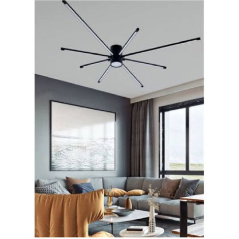 TRADE SHOP - Lampadario Soffitto Led 43w Plafoniera Moderna Nero Luce 6500k 3000k 4000k Pn-27n - -Bianco Freddo      -