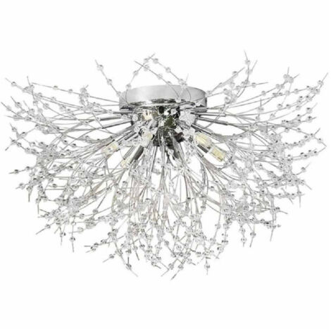 TRADE SHOP - Lampadario Soffitto Plafoniera Argento Moderna Cristalli Fuochi Artificio G9 Pn-13a -