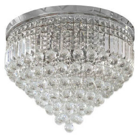 TRADE SHOP - Lampadario Soffitto Plafoniera Con Sfere Cristalli In Vetro Portalampada E14 A - Argento
