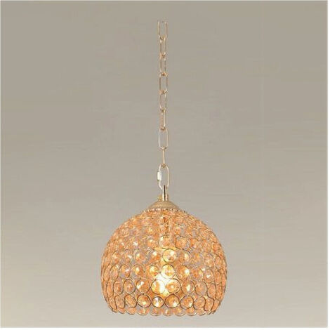 Trade Shop - LAMPADARIO SOSPESO TONDO CUPOLA LAMPADA MEZZA SFERA CRISTALLA LUCE E27 ORO 32354 -