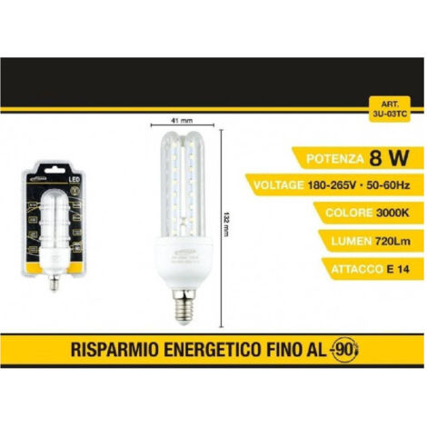 Trade Shop - LAMPADINA LED 3U E14 8 W LIGHT FREDDA 6500K NATURALE 4000K CALDA 3000K 48D 3U03T -