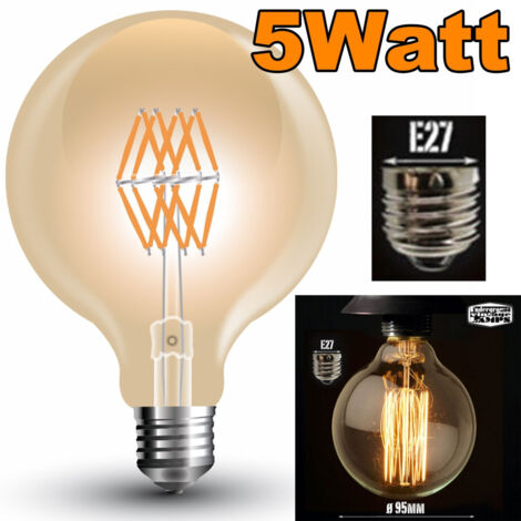 TRADE SHOP - Lampadina Led A Filamento Globo Carbonio Vintage Decorativa E27 5w G95 -