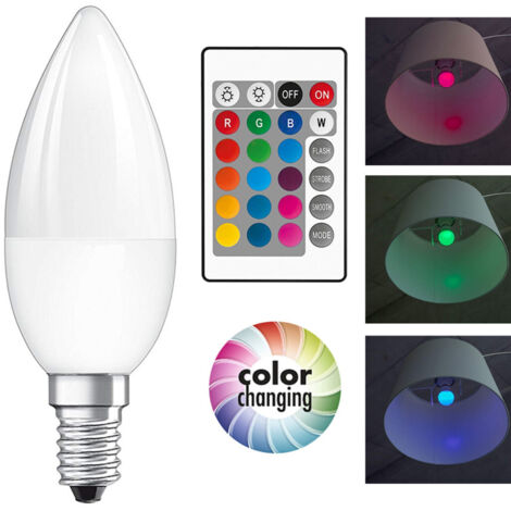 TRADE SHOP - Lampadina Led Rgb Bulbo E14 Da 4,5w 2700k 250 Lumen Cambio Colore E Telecomando -