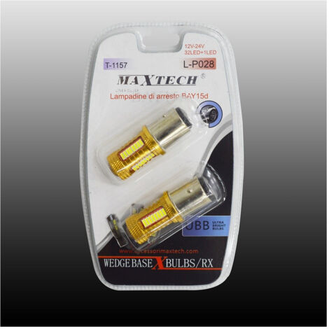 TRADE SHOP - Lampadine Arresto Bay15d 12v-24v 32led+1led Lampadine Ultra Luminose Maxtech L-p028 -
