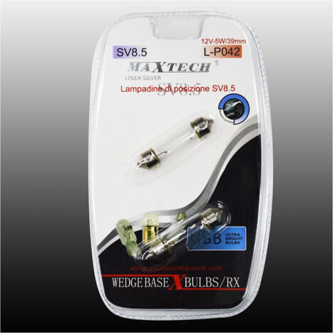 Trade Shop - Lampadine Di Posizione Sv8.5 Maxtech L-p042 12v-5w/39mm Lampadine Ultra Luminose -