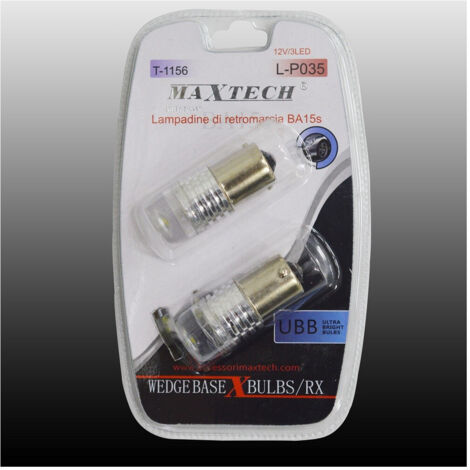 TRADE SHOP - Lampadine Di Retromarcia Ba15s 12v / 3led Lampadine Ultra Luminose Maxtech L-p035 -