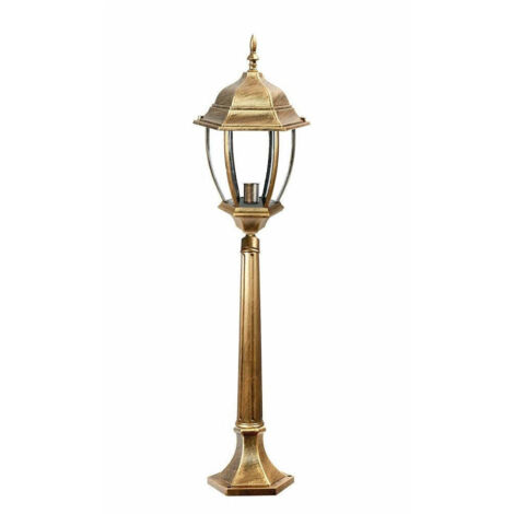 Trade Shop - LAMPIONE GIARDINO BRONZO 870MM LANTERNA IN VETRO E27 LUCE EXTERAL ALLUMINIE ES39 -