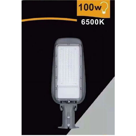 Trade Shop - Lampione Stradale Led 100 W 9000lm Grigio Ip65 Luz Bianco Fred 6500k Rl02-100w -