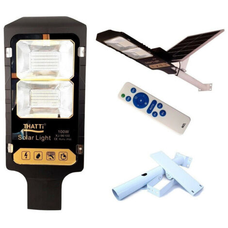 TRADE SHOP - Lampione Stradale Led 100 Watt Pannello Solare Con Staffa Telecomando Xj-96100 -
