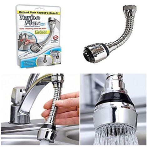 Trade Shop - LANGER DREHBARER BRAUSEKOPF TURBO FLEX 360° FLEXIBLER SCHLAUCH MIT FILTER FÜR MISCHER -