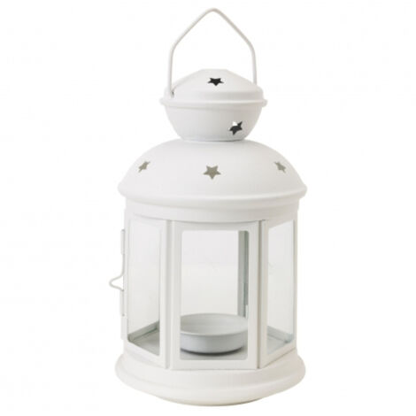 TRADE SHOP - Lanterna Bianco Portacandela 16x10cm Matrimonio Tea Light Porta Candela Candele -