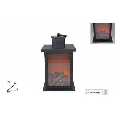 Trade Shop - Lanterna Con Fuoco Led Batteria 14 X 24 Cm -