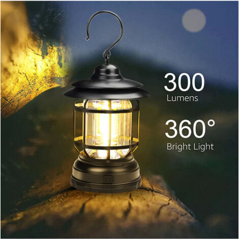 Trade Shop - Lanterna Lampada A Batteria Da Campeggio Ricaricabile Luce Emergenza Regolabile