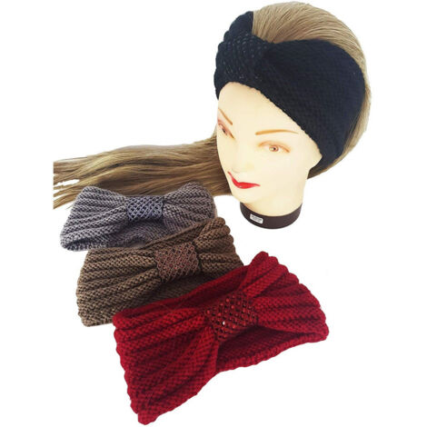Trade Shop - Lechas De Lana De Banda Elástica Accesorios De Tela Tejida De Pelo Retro Anudado -