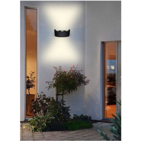 Trade Shop - LED-Außenwandleuchte 16 W CROWN IP65 UP & DOWN SCHWARZ WARMES KALTES NATÜRLICHES LICHT -