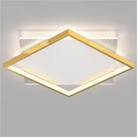 Trade Shop - LED-Deckenleuchte, 30 W, quadratisch, goldfarben, moderner Kronleuchter, natürliches Licht, 71033 -