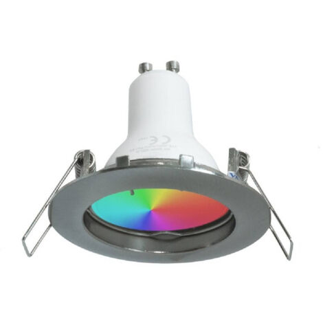Trade Shop - Led Faretto 6w Incasso 6 Cm Tondo Rgb+6000k Rgbw Gu10 Efectos Luce Colorata 230v -      Plata