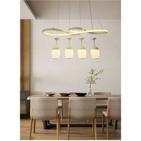 Trade Shop - LED Kronleuchter Gebogen Weiß 4 Lichtpunkte 68 Watt Licht 3000K 4000K 6500K LP-24B -