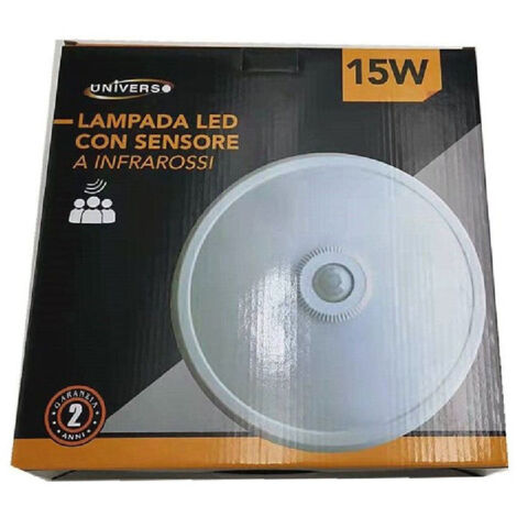 Trade Shop - Led Lampada Con Sensor Infrarossi Plafoniera Rotonda 15 Watt Ycb1073b -