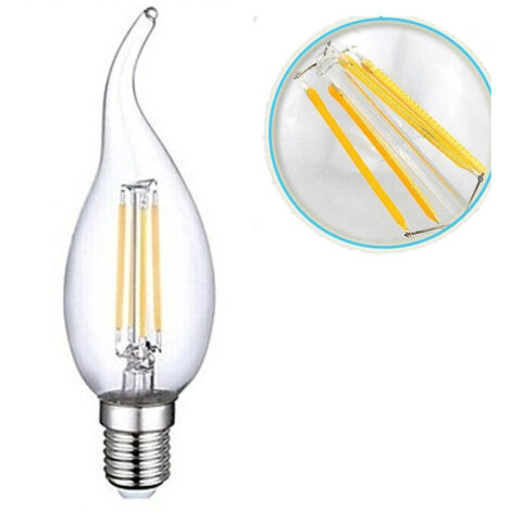 Trade Shop - LED-Lampe, 4 W, E14, kaltweiß, Flamme, Windlicht, Filament -