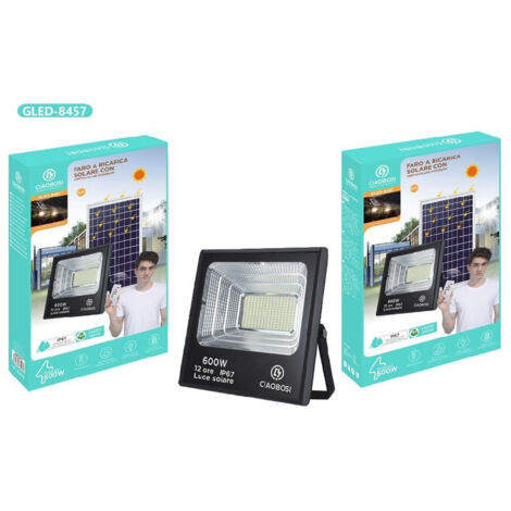 Trade Shop - LED-Leuchte Solar-Ladeleuchte IP67 600W mit Dämmerungsfernbedienung GLED-8457 -