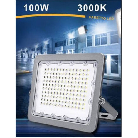 Trade Shop - LED-Strahler 100W Ultra Slim Outdoor Grau IP65 Licht 6500K 4000K 3000K FS100 -