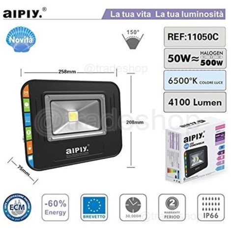 Trade Shop - LED-Strahler IP65 Kaltlicht Außenstrahler 50W Leistung 500W Hohe Helligkeit -