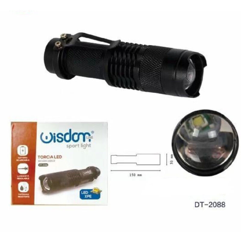 Trade Shop Traesio - Trade Shop - led-taschenlampe xpe wiederaufladbare einstellbare licht IP20 für camping wandern DT-2088 -