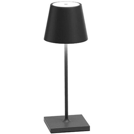 Trade Shop - LED-Tischlampe mit Touch-Funktion, warmes Licht, dimmbar, USB, wiederaufladbar, Akku - Schwarz