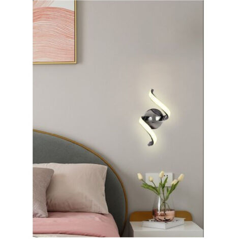 Trade Shop - LED Wandleuchte 9Watt gebogen Spirale Kaltes Licht natürliches warmes E58 Silber -