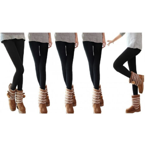 TRADE SHOP - Leggings Neri Donna Effetto Termico Interno Felpato Elasticizzato Taglia Unica - S-M