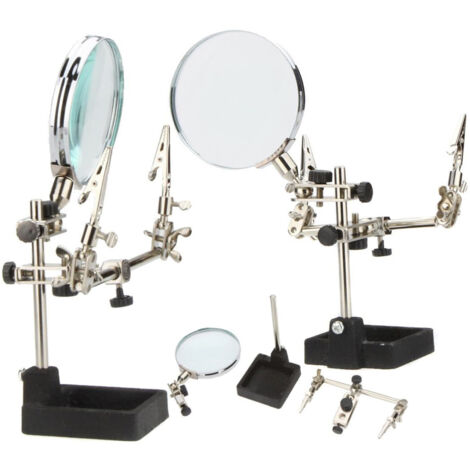 TRADE SHOP - Lente Ingrandimento Con Pinze Da Tavolo Tool Riparazioni Saldature Orientabile -