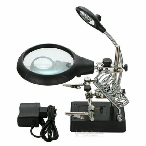TRADE SHOP - Lente Ingrandimento Saldatura Riparazione 5 Led Ausiliaria Molletta Mg16129-c -