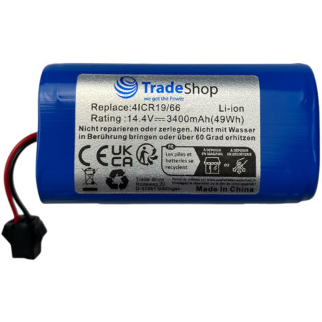 Trade-Shop Li-Ion Akku 14,4V / 3400mAh kompatibel mit Ecovacs BFG-WSQ, ICR18650-26J-4S1P, UR18650ZY-4S1P-AAM, 10001866, 10002265, 10002611