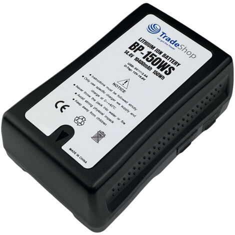 Trade-Shop Li-Ion Akku V-Mount 14,4V 10400mAh 150Wh mit D-Tap USB Ausgang für Sony PDW-F350 PDW-F350L PDW-R1 PDW-V1 PDW700 PMW580L PVM-5041Q